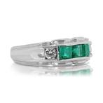 Ring Platina - 0.93ct. tw. Smaragd - Diamant, Nieuw