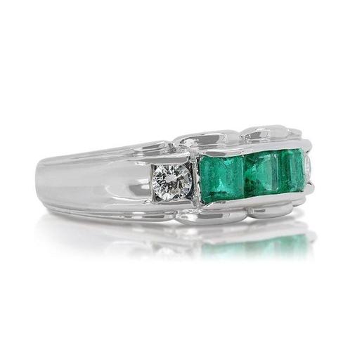 Ring Platina - 0.93ct. tw. Smaragd - Diamant, Sieraden, Tassen en Uiterlijk, Ringen
