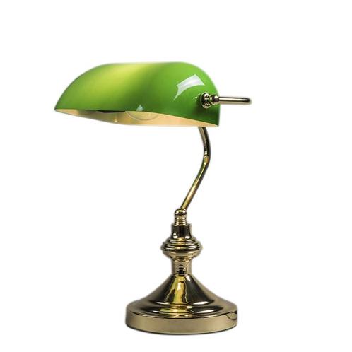 Klassieke tafellamp/notarislamp messing met groen glas -, Huis en Inrichting, Lampen | Tafellampen