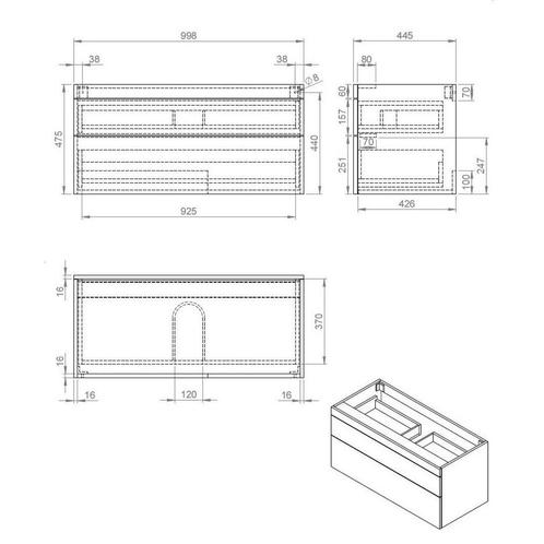 Badkamermeubel Best Design Beauty 2 Laden Greeploos 100 cm, Huis en Inrichting, Badkamer | Badkamermeubels, Ophalen of Verzenden