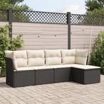 vidaXL 5-delige Loungeset met kussens poly rattan zwart, Tuin en Terras, Verzenden, Nieuw, Rotan, Loungeset