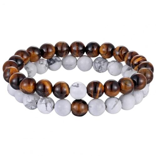 Fako Bijoux® - Dubbele Kralen Armband - 8mm - Natuursteen, Sieraden, Tassen en Uiterlijk, Armbanden, Verzenden