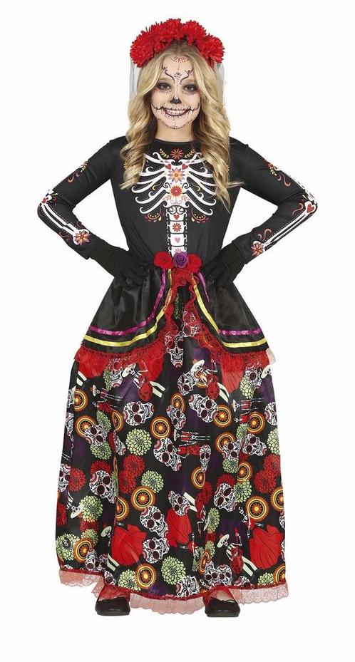 Dia De Los Muertos Kostuum Meisje Bloem, Hobby en Vrije tijd, Feestartikelen, Nieuw, Verzenden