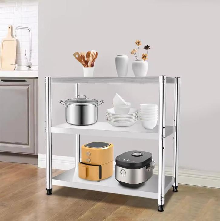3-laags RVS Keukenrek – Stevig Vrijstaand Opbergrek 80×80×40, Huis en Inrichting, Kasten | Buffetkasten, Nieuw, Verzenden