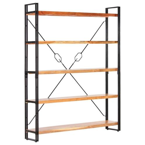 vidaXL Boekenkast met 5 schappen 140x30x180 cm massief, Huis en Inrichting, Kasten | Boekenkasten, 25 tot 50 cm, Nieuw, Overige houtsoorten