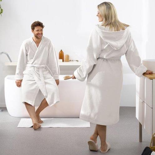 Tweedekans | Moodit Badjas Reese, Wit - L - Unisex -, Huis en Inrichting, Badkamer | Badtextiel en Accessoires, Zo goed als nieuw