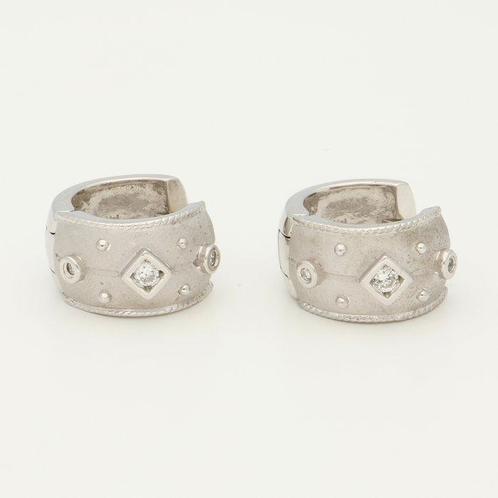 Oorbellen - 14 karaat Witgoud Diamant (Natuurlijk), Sieraden, Tassen en Uiterlijk, Oorbellen