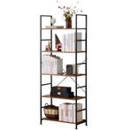 Vintage Design 5-Laags Boekenkast – Vintage Hout en Zwart, Met plank(en), Verzenden, Nieuw, 50 tot 100 cm