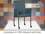 Leren eetkamerstoel Comfort met wieltjes en armleuning -, Huis en Inrichting, Stoelen, Overige kleuren, Nieuw, Leer, Ophalen of Verzenden