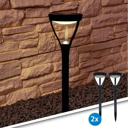 Voordeelset 2x Solar priklamp Birdie zwart, Tuin en Terras, Buitenverlichting, Led, Licht-donker-sensor, Zonne-energie, Nieuw