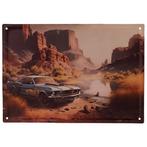 Metalen Wandbord 3D Relief - Blauwe 60s Mustang Fastback & C, Nieuw, Ophalen of Verzenden