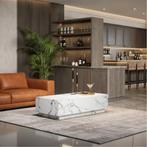 Salontafel Lasley met voet, draagkracht 45 kg - Witte marmer, Huis en Inrichting, Tafels | Salontafels, Verzenden, Nieuw