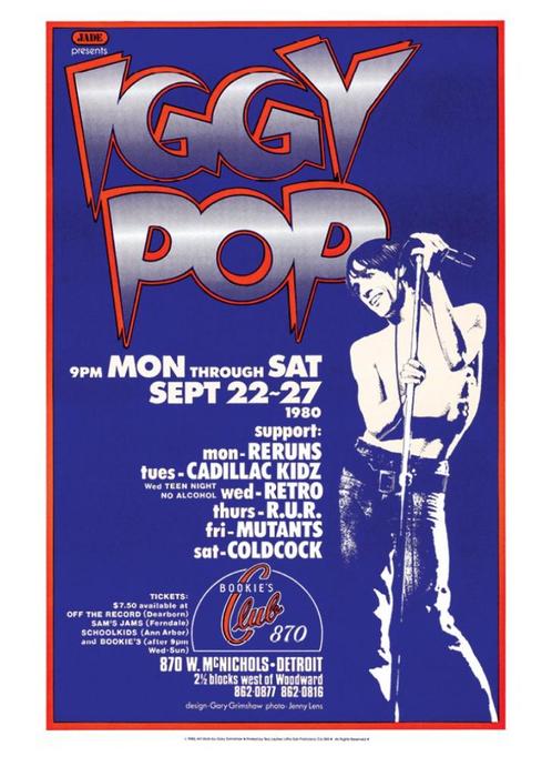 Posters - Poster Iggy Pop - Bookies Club, Verzamelen, Muziek, Artiesten en Beroemdheden, Zo goed als nieuw, Verzenden