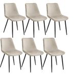 Set stoelen Monroe fluweellook - crème, Set van 6, Huis en Inrichting, Stoelen, Verzenden, Nieuw