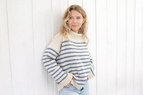 Patroon Gebreide Trui Sailor Stripes met strepen en hoge, Hobby en Vrije tijd, Breien en Haken, Ophalen of Verzenden