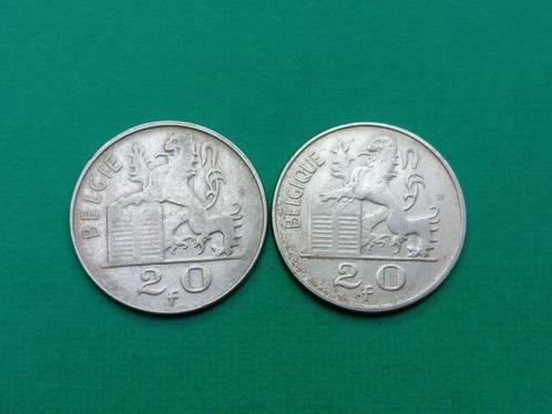 België. Boudewijn I. 2x 20 Francs 1954 ( Dutch and French, Postzegels en Munten, Munten | Nederland
