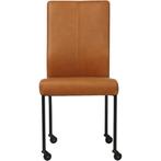 Leren eetkamerstoel Comfort met wieltjes - Rancho Cognac (c, Huis en Inrichting, Stoelen, Overige kleuren, Nieuw, Leer, Ophalen of Verzenden