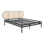 Metalen bed Linköping 160x200 cm zwart en rotan look [en.cas, Huis en Inrichting, Slaapkamer | Bedden, Verzenden, Nieuw