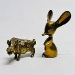 Decoratief ornament (2) - Messing Muis & Wildzwijn Beeldje, Antiek en Kunst