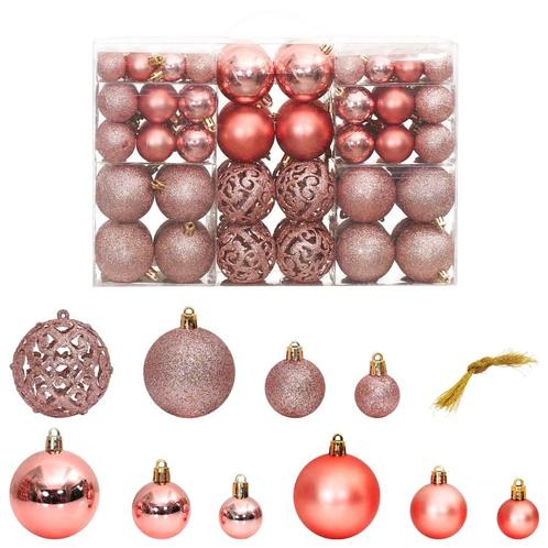 vidaXL Kerstballen 100 st 3/4/6 cm roze en rosé, Diversen, Kerst, Nieuw, Verzenden