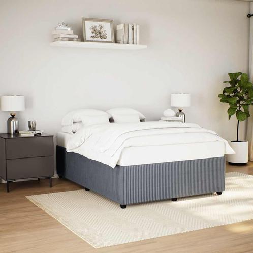 vidaXL Bedframe zonder matras 140x190 cm fluweel donkergrijs, Huis en Inrichting, Slaapkamer | Bedden, 140 cm, 190 cm of minder