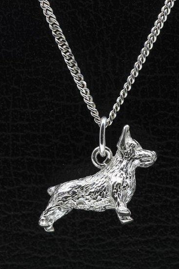Zilveren Welsh corgi pembroke ketting hanger - groot, Sieraden, Tassen en Uiterlijk, Kettinghangers, Verzenden