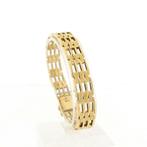 Gouden fantasie/tank schakel armband | 17,5 cm, Sieraden, Tassen en Uiterlijk, Armbanden, Ophalen of Verzenden, Gebruikt, Overige kleuren