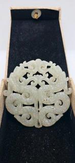 Dubbele Draken Amulet van Fortuna en Goede Geluk - Oud Jade