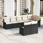 vidaXL 8-delige tuinsofa set met kussens in zwart van poly, Verzenden, Nieuw, Rotan