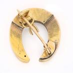 Broche - 18 karaat Geel goud Diamant (Natuurlijk) - Saffier