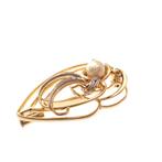Bicolor gouden fantasie broche met parel en diamant (modern), Sieraden, Tassen en Uiterlijk, Broches, Gebruikt, Overige kleuren