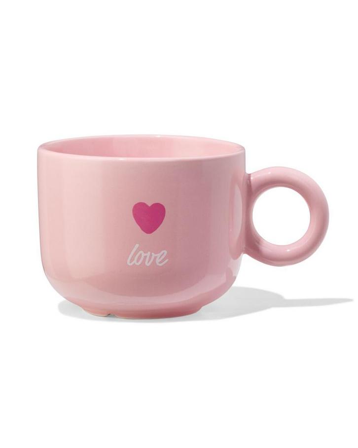 HEMA Mok 480ml keramiek hartjes love roze, Hobby en Vrije tijd, Theezakjes, Verzenden