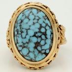 Ring - 18 karaat Geel goud - 8.07ct. tw. Turquoise, Nieuw