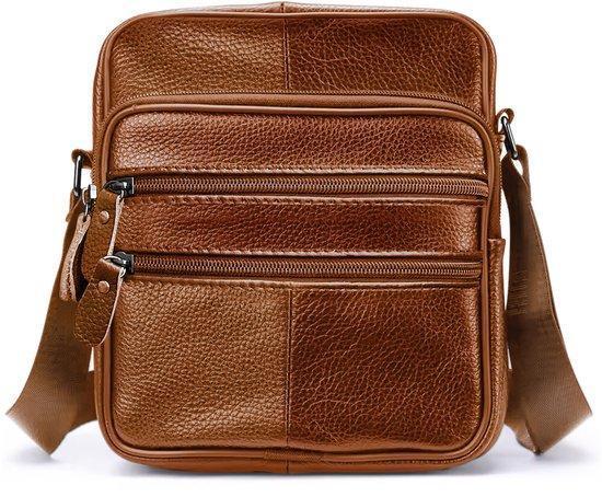 THL Design Leren Schoudertas Heren Dames bruin, Sieraden, Tassen en Uiterlijk, Tassen | Schoudertassen, Bruin, Nieuw, Overige merken