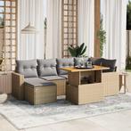 vidaXL 7-delige Loungeset met kussens poly rattan beige, Tuin en Terras, Tuinsets en Loungesets, Verzenden, Nieuw, Rotan, Loungeset