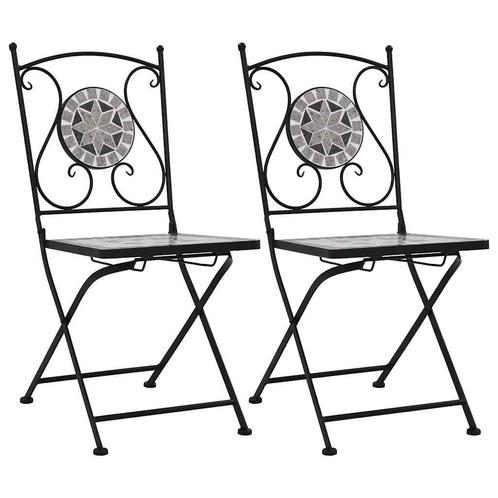 vidaXL Bistrostoelen mozaïek 2 st grijs, Tuin en Terras, Tuinstoelen, Nieuw, Verzenden