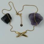 Goudkleurige dames ketting met modern X-hanger nieuw, Sieraden, Tassen en Uiterlijk, Kettingen, Verzenden, Nieuw, Goud, Overige materialen