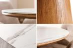 Ronde eettafel UNIQUE 120 cm wit natuurlijk eiken keramiek, Huis en Inrichting, Tafels | Eettafels, Ophalen of Verzenden, Nieuw