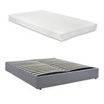 Tweepersoonsbed Nola met matras linnen 200x180 cm grijs [en., Verzenden, Nieuw