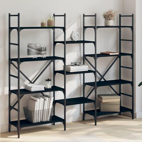 vidaXL Boekenkast 160x28,5x136,5 cm bewerkt hout zwart, Huis en Inrichting, Kasten | Boekenkasten, Nieuw, Overige houtsoorten