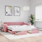vidaXL Slaapbank met onderschuifbed en lades 90x200 cm, Huis en Inrichting, Slaapkamer | Bedden, 90 cm, Eenpersoons, Verzenden