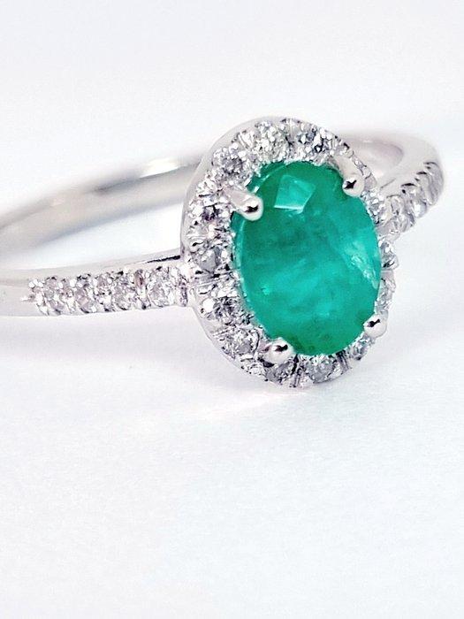 Ring Platina Smaragd - Diamant, Sieraden, Tassen en Uiterlijk, Ringen