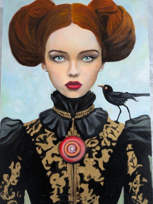 Luigi Improta (1966) - Dama in oro e nero, Antiek en Kunst, Kunst | Schilderijen | Klassiek
