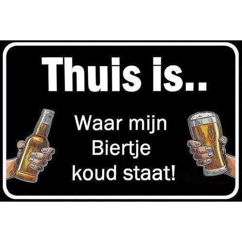 Wandbord Man Cave - Thuis Is Waar Mijn Biertje Koud Staat, Huis en Inrichting, Woonaccessoires | Wanddecoraties, Nieuw, Ophalen of Verzenden