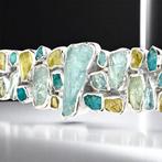 925 sterling zilveren armband met beryls: aquamarijn,, Verzamelen, Mineralen en Fossielen