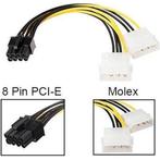 PCIe 8-pins (m) - 2x Molex (v) voedingskabel - 0.15 meter, Nieuw, Verzenden
