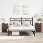 vidaXL Nachtkastjes 2 st 38x35x56 cm bewerkt hout bruin, Huis en Inrichting, Minder dan 45 cm, Verzenden, Nieuw, 55 tot 70 cm