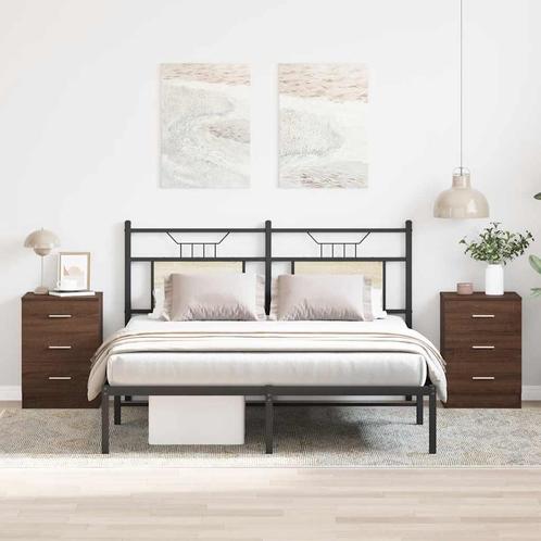 vidaXL Nachtkastjes 2 st 38x35x56 cm bewerkt hout bruin, Huis en Inrichting, Slaapkamer | Nachtkastjes, Nieuw, Minder dan 45 cm