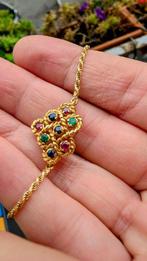 Halsketting - 18 karaat Geel goud - Rubini, zaffiri,, Sieraden, Tassen en Uiterlijk, Kettingen, Nieuw