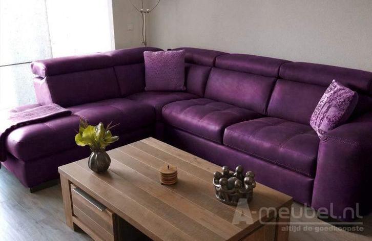 Bankstel Harderwijk - rechte banken - Paars, Huis en Inrichting, Banken | Bankstellen, Nieuw, Stof